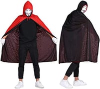 Lxing Piros-Fekete Fordítható Kapucnis Köpeny Halloween Jelmez 140cm 2