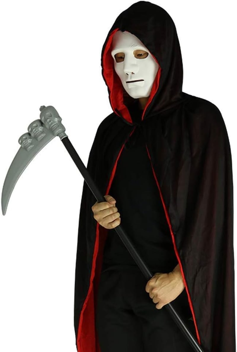 Lxing Piros-Fekete Fordítható Kapucnis Köpeny Halloween Jelmez 140cm