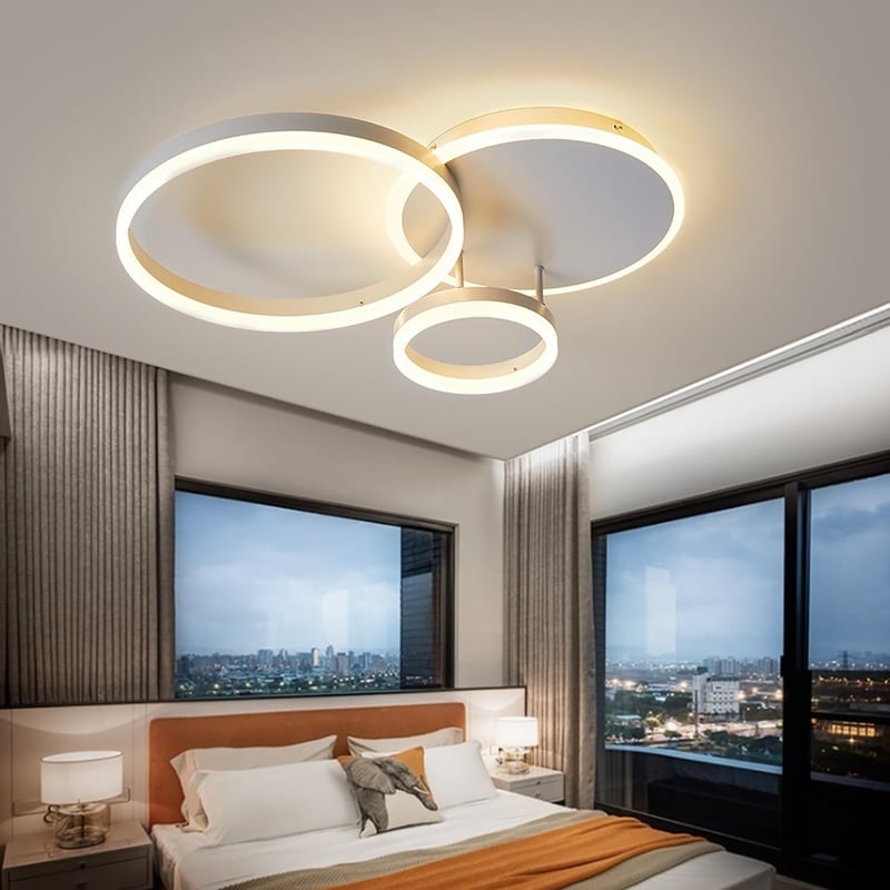 LXJCSM 36W Szabályozható LED Mennyezeti Lámpa - 65cm 3-Gyűrűs Modern Világítás, Távirányítóval, 3000K-6000K Állítható Színhőmérséklet, Nappa