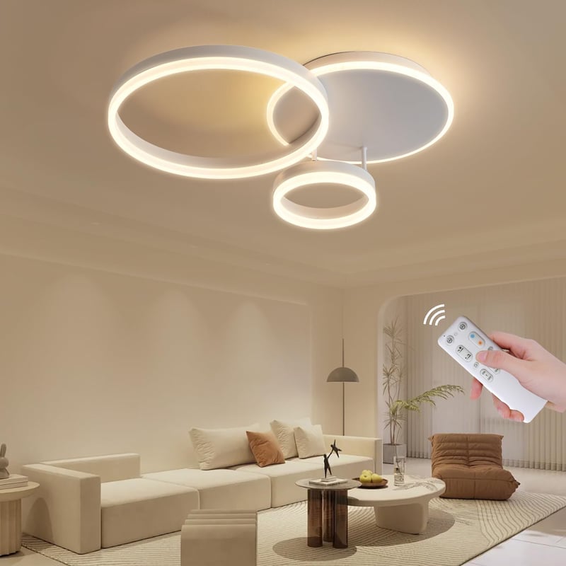 LXJCSM 36W Szabályozható LED Mennyezeti Lámpa - 65cm 3-Gyűrűs Modern Világítás, Távirányítóval, 3000K-6000K Állítható Színhőmérséklet, Nappa