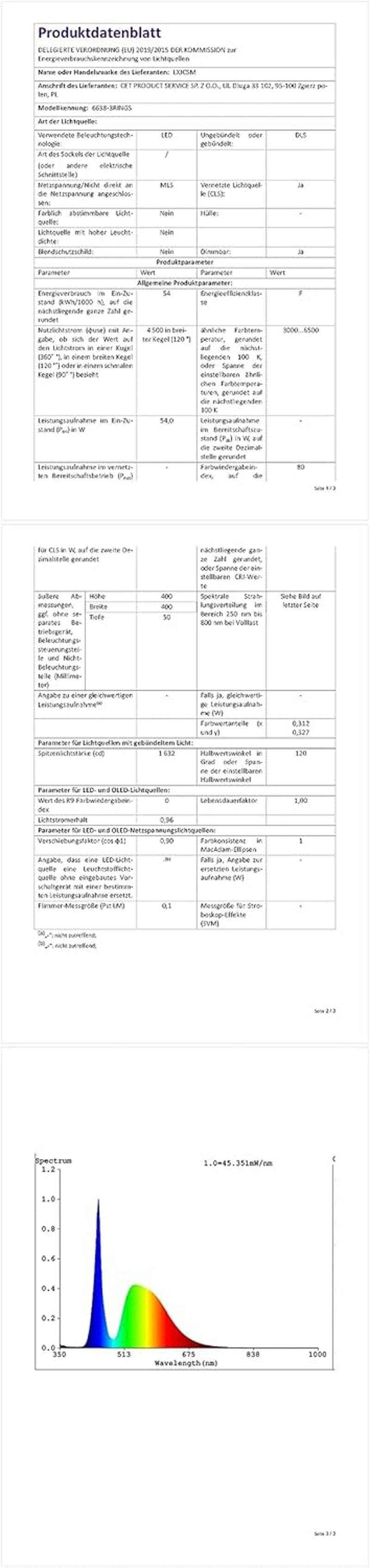 LXJCSM 36W Szabályozható LED Mennyezeti Lámpa - 65cm 3-Gyűrűs Modern Világítás, Távirányítóval, 3000K-6000K Állítható Színhőmérséklet, Nappa