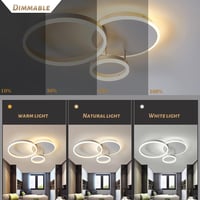 LXJCSM 36W Szabályozható LED Mennyezeti Lámpa - 65cm 3-Gyűrűs Modern Világítás, Távirányítóval, 3000K-6000K Állítható Színhőmérséklet, Nappa 2