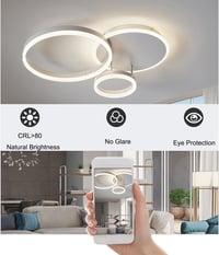 LXJCSM 36W Szabályozható LED Mennyezeti Lámpa - 65cm 3-Gyűrűs Modern Világítás, Távirányítóval, 3000K-6000K Állítható Színhőmérséklet, Nappa 3