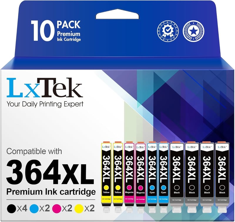 LxTek 364 XL Kompatibilná atramentová kazeta Náhradná kazeta pre HP 364 XL pre zariadenia HP Deskjet 3070A 3520 Officejet 4620 Photosmart 5510 5520 6520 4 Čierna 2 Azúrová 2 Purpurová 2 Žltá