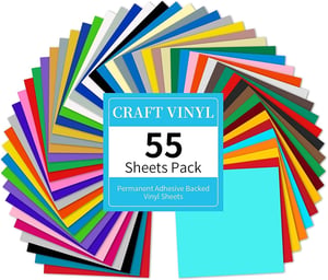 Lya Vinyl set od 55 samoljepljivih vinil naljepnica za Cricut i Silhouette rezače - 30,5x30,5 cm šarena PVC folija za dekoraciju, DIY obrt.