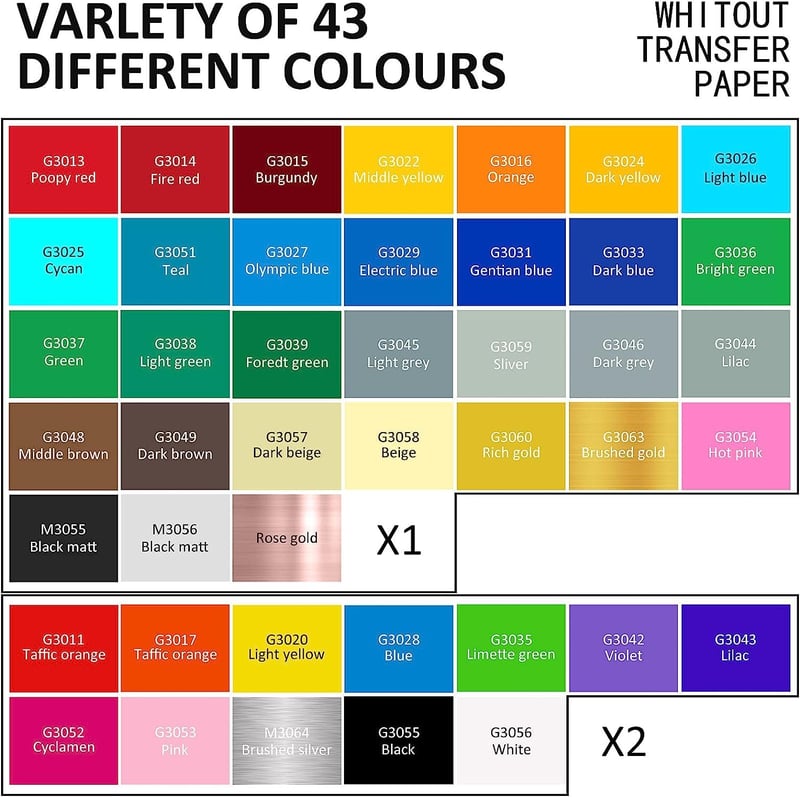 Lya Vinyl 55 db-os öntapadó vinyl matrica szett Cricut és Silhouette vágógépekhez - 30,5x30,5 cm színes PVC fólia dekorációhoz, DIY barkácso