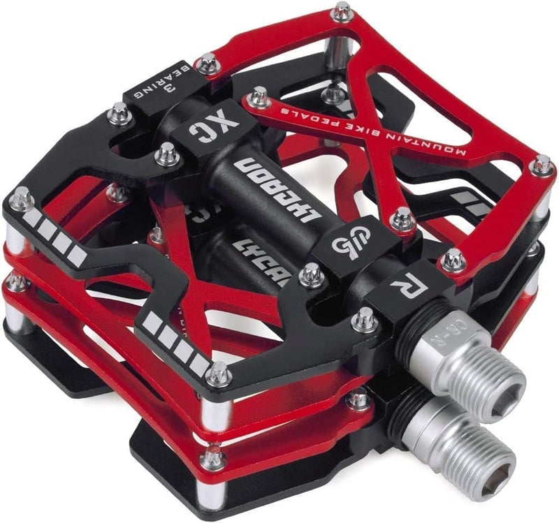 Pedale bicicletă MTB/BMX LYCAON, 9/16, antiderapante, aluminiu CNC, ax Cr-Mo, 3 rulmenți