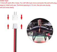 Lyeteung JST 1.5 ZH 2 Pin Csatlakozó Készlet - 50 Szett Mini Mikro Dugó 150mm Kábellel és Aljzat - Fekete-Piros Vezetékkel RC Modellekhez 4
