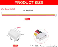 Lyeteung JST 1.5 ZH 4 Pin Csatlakozó Készlet - 30 Szett Mini Mikro Konnektor 150 mm 26AWG Kábellel és Női Csatlakozóval - Elektronikai Alkat 2