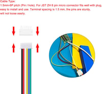 Lyeteung JST 1.5 ZH 6 Pin Csatlakozó Készlet - 15 Szett Mini Mikro Konnektor 150 mm 26AWG Kábellel és Nőstény Csatlakozóval - Elektronikai A 4