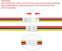 Lyeteung JST 2.0 PH 3 Pin Csatlakozó Készlet - 20 Pár Anya és Apa Konnektor 150mm 22AWG Kábellel - Mini Mikro Elektronikai Összekötő Szett 4