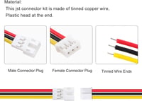 Lyeteung JST 2.0 PH 3 Pin Csatlakozó Készlet - 20 Pár Anya és Apa Konnektor 150mm 22AWG Kábellel - Mini Mikro Elektronikai Összekötő Szett 3