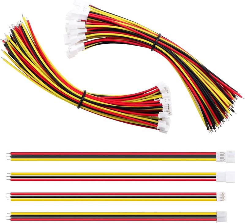 Lyeteung JST 2.0 PH 3 Pin Csatlakozó Készlet - 20 Pár Anya és Apa Konnektor 150mm 22AWG Kábellel - Mini Mikro Elektronikai Összekötő Szett
