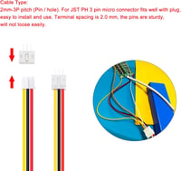 Lyeteung JST 2.0 PH 3 Pin Csatlakozó Készlet - 40 Szett Mini Mikro Konnektor 150mm 22AWG Kábellel és Anya Csatlakozóval - Elektronikai Szere 4