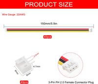 Lyeteung JST 2.0 PH 3 Pin Csatlakozó Készlet - 40 Szett Mini Mikro Konnektor 150mm 22AWG Kábellel és Anya Csatlakozóval - Elektronikai Szere 2