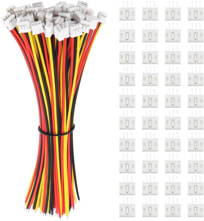 Lyeteung JST 2.0 PH 3 Pin Csatlakozó Készlet - 40 Szett Mini Mikro Konnektor 150mm 22AWG Kábellel és Anya Csatlakozóval - Elektronikai Szere