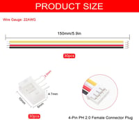 Lyeteung JST 2.0 PH 4 Pin Csatlakozó Készlet - 30 Szett Mini Mikro JST 2.0mm Konnektor 150mm 22AWG Kábellel és Női Csatlakozóval 2