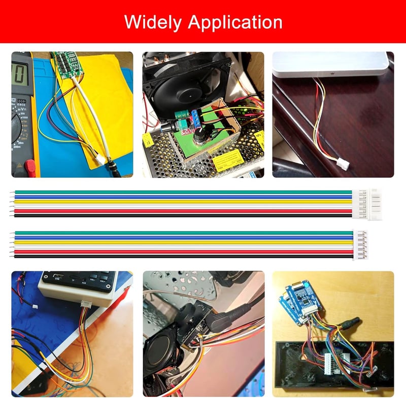 Lyeteung JST 2.0 PH 6 Pin csatlakozó készlet - 10 pár mini mikro JST PH 2.0mm apa-anya csatlakozó 150mm 22AWG kábellel elektronikai projekte