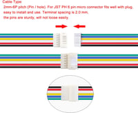 Lyeteung JST 2.0 PH 6 Pin csatlakozó készlet - 10 pár mini mikro JST PH 2.0mm apa-anya csatlakozó 150mm 22AWG kábellel elektronikai projekte 4