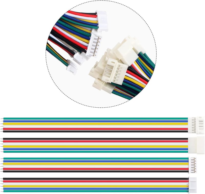 Lyeteung JST 2.0 PH 6 Pin csatlakozó készlet - 10 pár mini mikro JST PH 2.0mm apa-anya csatlakozó 150mm 22AWG kábellel elektronikai projekte