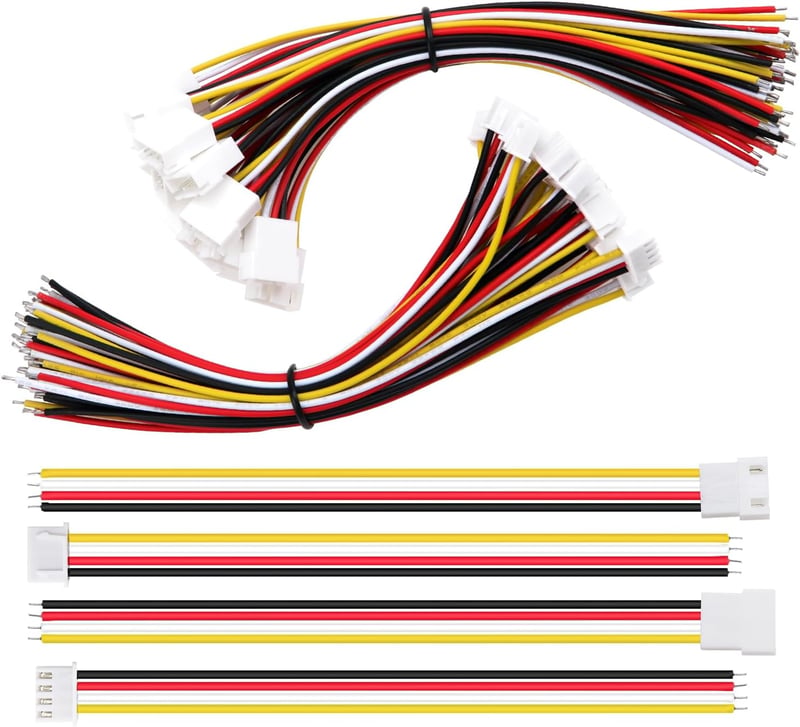 Lyeteung JST 2.54 XH 4 Pin csatlakozó készlet - 15 pár apa és anya csatlakozó 150mm 22AWG kábellel - 2.54mm elektronikai összekötő szett