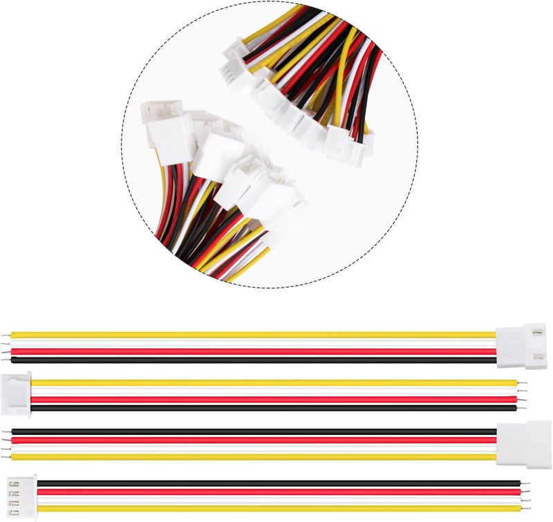 Lyeteung JST 2.54 XH 4 Pin csatlakozó készlet - 15 pár apa és anya csatlakozó 150mm 22AWG kábellel - 2.54mm elektronikai összekötő szett