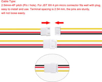 Lyeteung JST 2.54 XH 4 Pin csatlakozó készlet - 15 pár apa és anya csatlakozó 150mm 22AWG kábellel - 2.54mm elektronikai összekötő szett 4