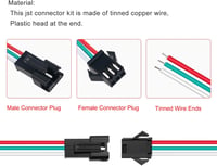 Lyeteung JST SM 3 Pin Csatlakozó Készlet - 20 Pár Mini Mikro JST Dugó és Aljzat 150mm 22AWG Kábellel - Elektronikai Szereléshez 3