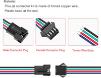 Lyeteung JST SM 4-Pin Csatlakozó Készlet - 15 Pár Dugó és Aljzat 150mm 22AWG Kábellel - Mini Mikro Elektronikai Összekötő Szett 3