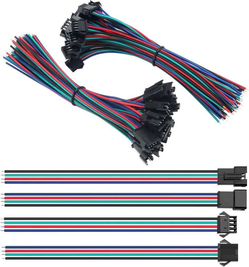 Lyeteung JST SM 4-Pin Csatlakozó Készlet - 15 Pár Dugó és Aljzat 150mm 22AWG Kábellel - Mini Mikro Elektronikai Összekötő Szett