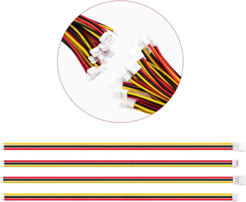 Lyeteung JST ZH 3-Pin Csatlakozó Készlet - 20 Pár Mini Mikro Dugó és Aljzat 150mm 26AWG Kábellel - Elektronikai Projektek, Modellezés