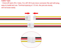 Lyeteung JST ZH 4-Pin Csatlakozó Készlet - 15 Pár Mini Mikro Dugó és Aljzat 150mm 26AWG Kábellel - Elektronikai Projektek, RC Modellek 4