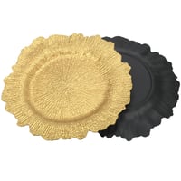 Set 12 bucăți Farfurie Decorativă Rotundă Aurie LYHLYA, 33 cm, Model Striat, Plastic, Decor festiv pentru masă, Decor de nuntă 2