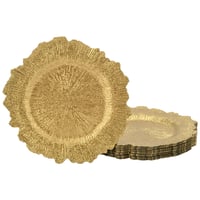 Set 12 bucăți Farfurie Decorativă Rotundă Aurie LYHLYA, 33 cm, Model Striat, Plastic, Decor festiv pentru masă, Decor de nuntă 1