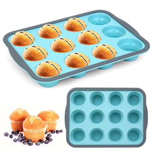 LYIMCHONG silikonski kalup za muffine za 12 komada s neprianjajućim slojem i metalnim okvirom za cupcake i brownie kolače