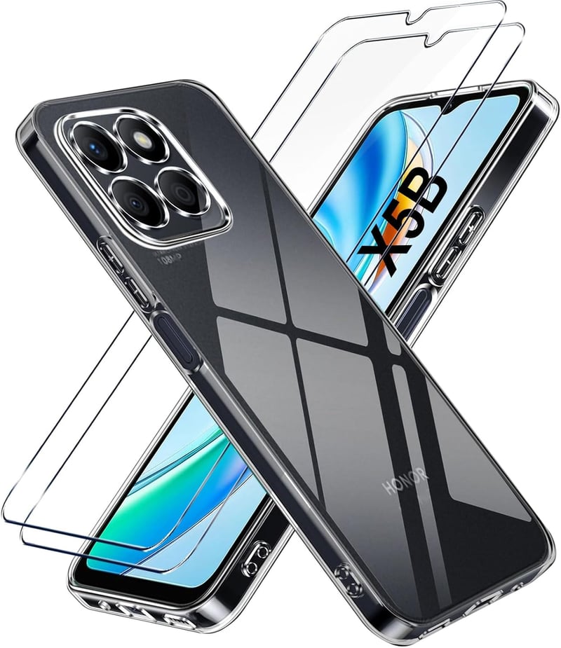 LYJERRY Honor X5B / X5B Plus védőtok + 2x üvegfólia szilikon ütésálló tok - Honor X5B-Clear
