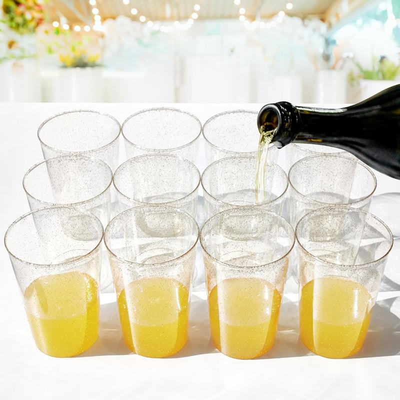 LYLIDIA 20 db Újrafelhasználható Műanyag Pohár 400 ml Arany Glitter Parti Poharak
