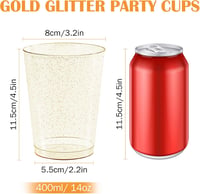 LYLIDIA 20 db Újrafelhasználható Műanyag Pohár 400 ml Arany Glitter Parti Poharak 2