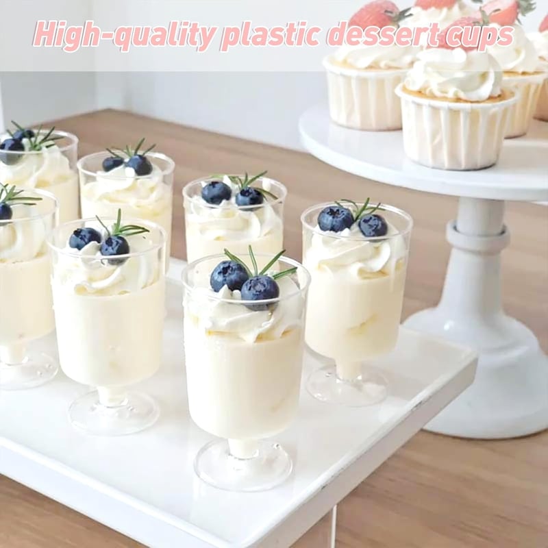 Pahar pentru desert Vaskula, plastic, 25 bucăți, 120 ml, transparent, reutilizabil, pahar pentru petreceri