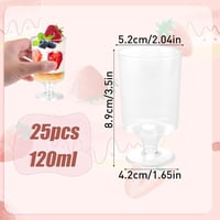 Pahar pentru desert Vaskula, plastic, 25 bucăți, 120 ml, transparent, reutilizabil, pahar pentru petreceri 2