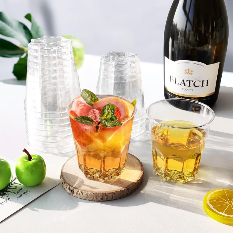 LYLIDIA 40 db Újrafelhasználható Műanyag Pohár 220 ml Parti Pohár Whisky Koktél