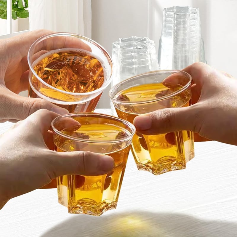LYLIDIA 40 db Újrafelhasználható Műanyag Pohár 220 ml Parti Pohár Whisky Koktél