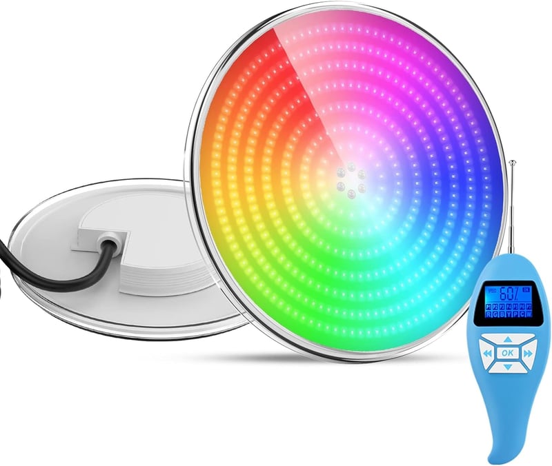 LyLmLe RGB LED Lampă Piscină 35W - Reflector Subacvatic cu Telecomandă, Unghi de Iluminare 140°, IP68 Rezistent la Apă, 12V AC