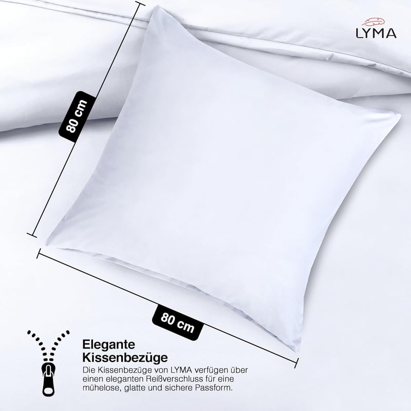 LYMA Párnahuzat 80x80 cm 2 db Oeko-Tex Certified Puha Fehér - 80 x 80 cm, White