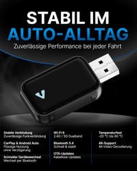 LYMARO Bezdrôtový adaptér CarPlay a Android Auto – USB-A Plug & Play bezdrôtový adaptér pre upgrade do auta, podpora Apple CarPlay a Android Auto, čierny 6