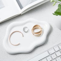 Lynagert Felhő Kerámia Ékszertartó Gyűrű Fülbevaló Nyaklánc Szervezőtartály - White 1