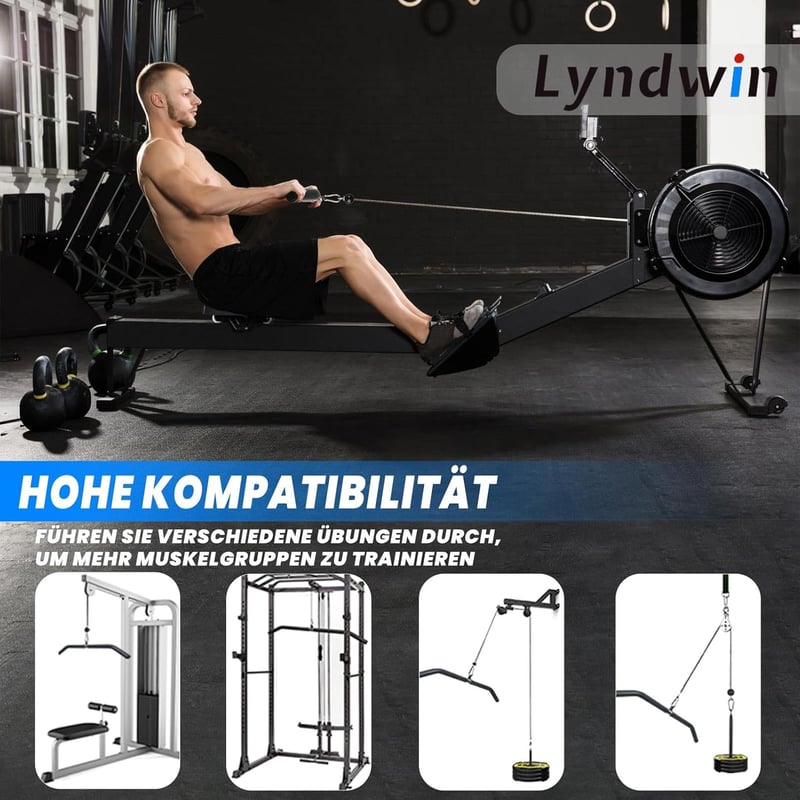 Lyndwin Edzőtermi Húzórúd 85cm - Fekete Acél Bicepsz Tricepsz Edzéshez, Forgatható Csatlakozóval, Csúszásgátló Markolattal