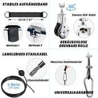 Lyndwin Kábeles Húzórendszer Egyenes Rúddal - Otthoni Edzőtorony Tricepsz, Bicepsz és Hátizom Edzéshez - Fekete Fitness Eszköz 4