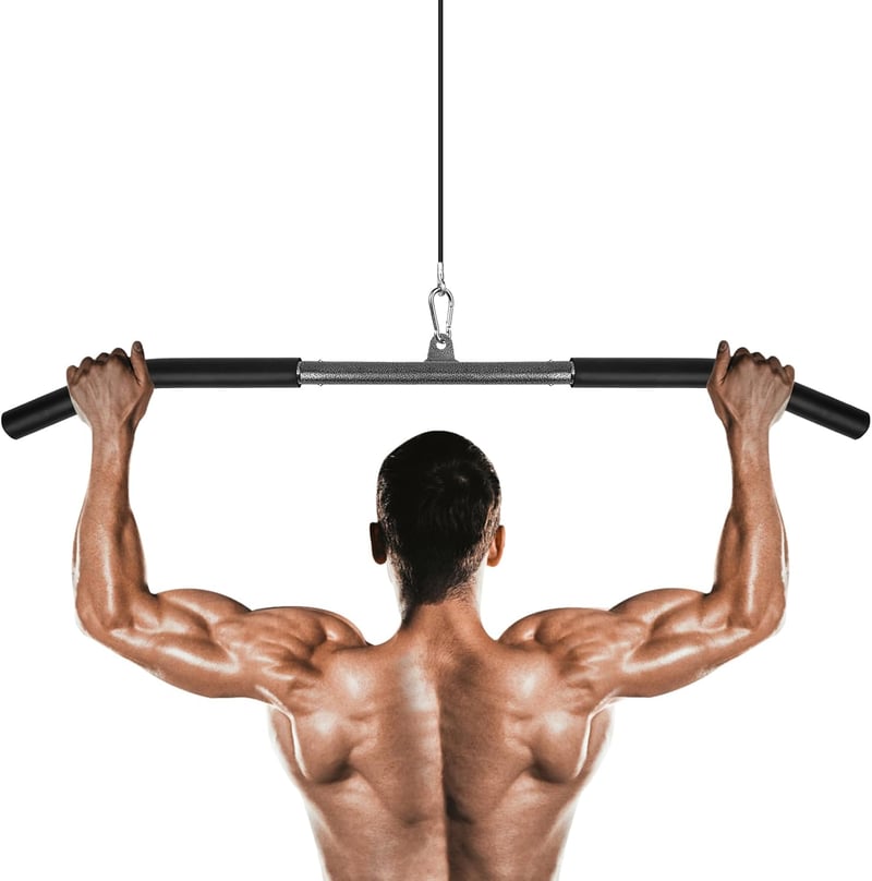 Lyndwin Lat Húzórúd Edzőtermi Edzéshez - Ergonomikus Acél Bicepsz Rúd Otthoni Edzéshez, CrossFit és Erőnléti Edzéshez, 300 Font Teherbírás