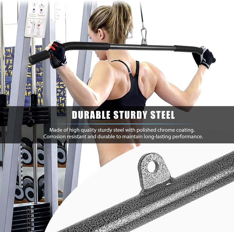 Lyndwin Lat Húzórúd Edzőtermi Edzéshez - Ergonomikus Acél Bicepsz Rúd Otthoni Edzéshez, CrossFit és Erőnléti Edzéshez, 300 Font Teherbírás
